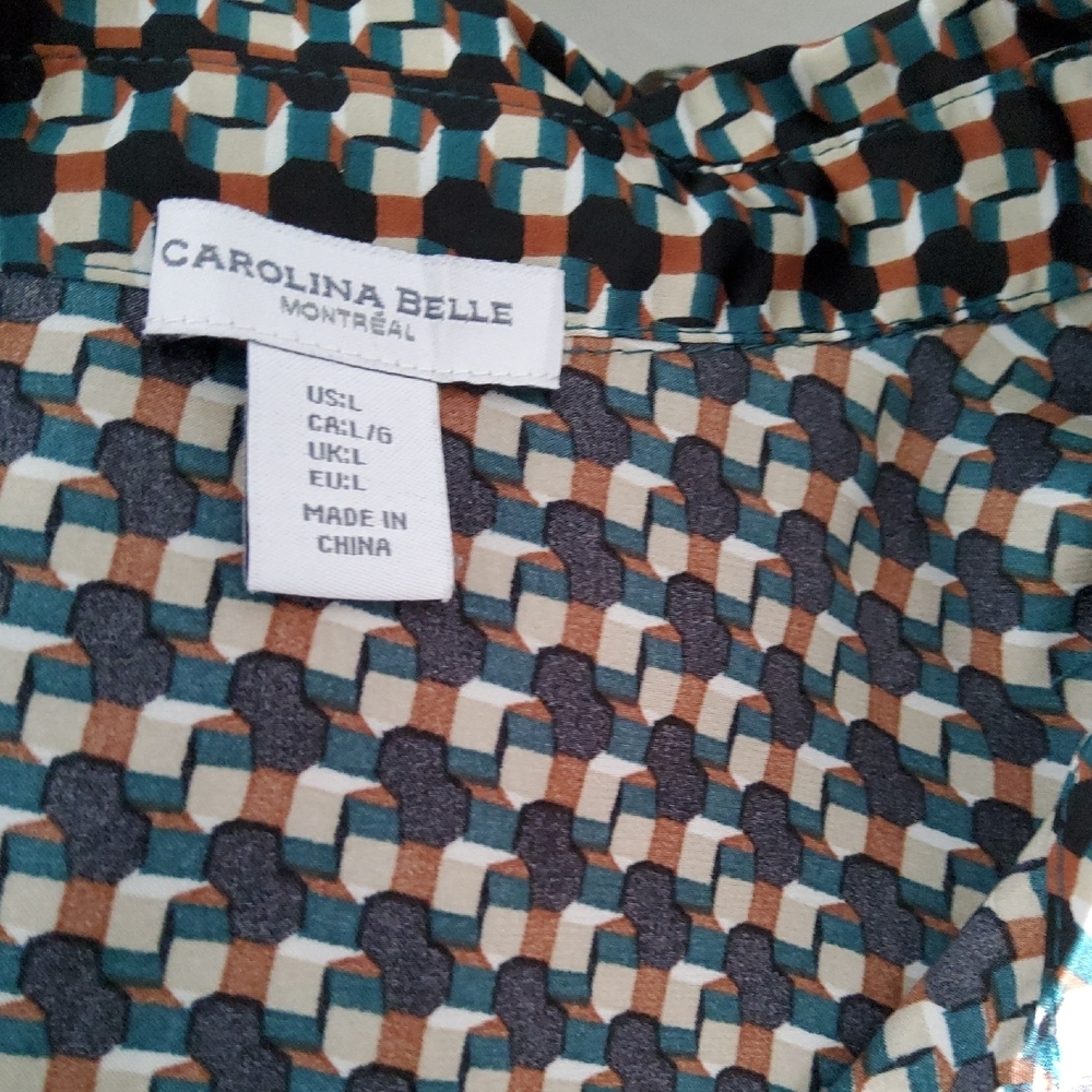 Carolina Belle Geometric Pattern Long Sleeve Shirtdress - Picture 9 of 11
